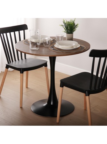 MESA DE COCINA COLOR NEGRO Y MADERA MODELO BREA 80CM