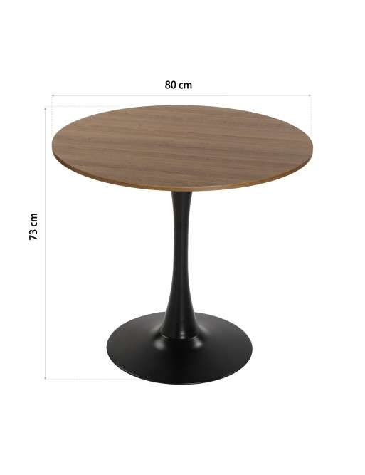 MESA DE COCINA COLOR NEGRO Y MADERA MODELO BREA 80CM