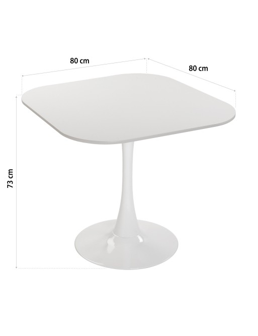 MESA DE COCINA CUADRADA BLANCA DE MADERA Y METAL MODELO SETA MESA DE COCINA CUADRADA BLANCA DE MADERA Y METAL MODELO SETA