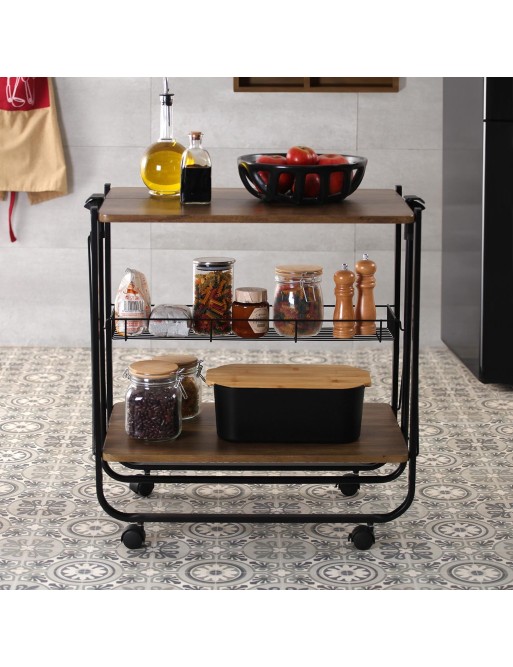 ISEN MODEL WOODEN AND METAL FOLDING CART