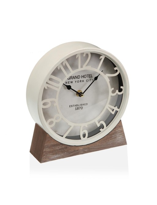 RELOJ SOBREMESA DE METAL BLANCO MODELO HOTEL NEW YORK 20 CM