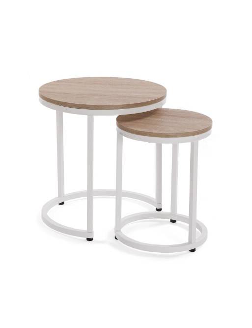 ENSEMBLE DE DEUX TABLES D’APPOINT MODÈLE VIGO BLANC ENSEMBLE DE DEUX TABLES D’APPOINT MODÈLE VIGO BLANC