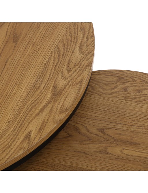 SET AUS ZWEI BEISTELLTISCHEN AUS HOLZ UND SCHWARZEM METALL MODELL ANDREA