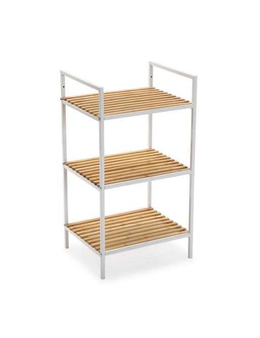 ÉTAGÈRE AVEC 3 ÉTAGÈRES EN BOIS MODÈLE BAMBOU BLANC