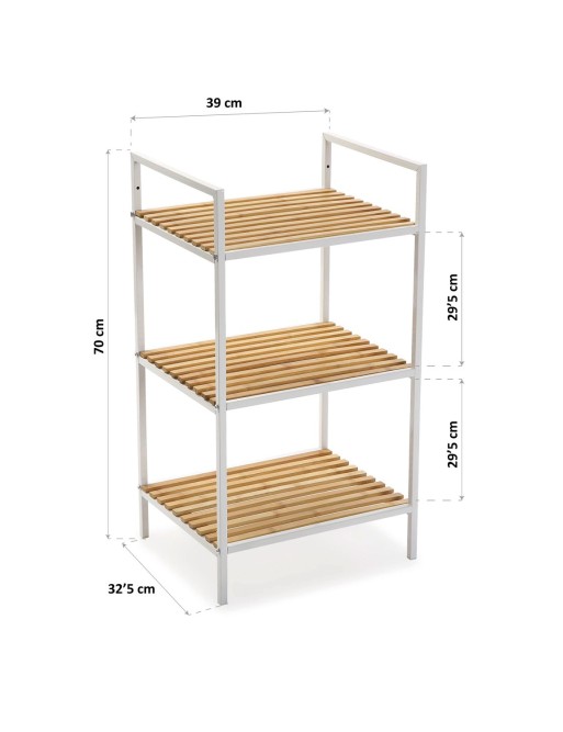 ÉTAGÈRE AVEC 3 ÉTAGÈRES EN BOIS MODÈLE BAMBOU BLANC