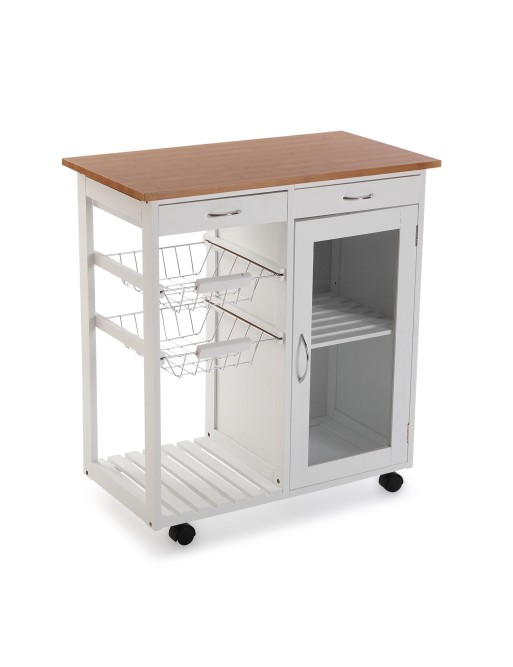 KITCHEN CART WITH CABINET 2 DRAWERS AND 2 SHELVES
