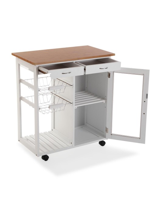 KITCHEN CART WITH CABINET 2 DRAWERS AND 2 SHELVES