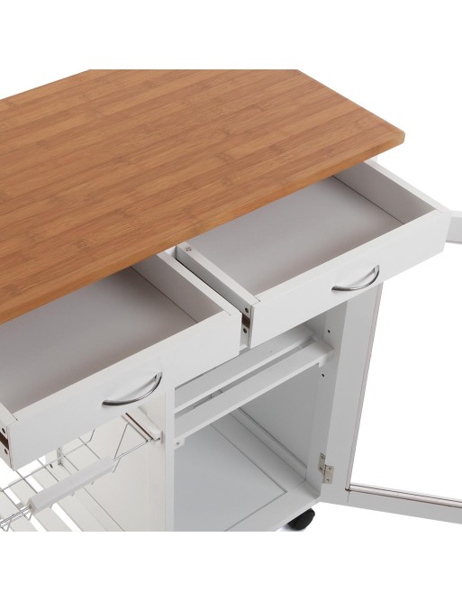 CHARIOT DE CUISINE AVEC ARMOIRE 2 TIROIRS ET 2 ÉTAGÈRES