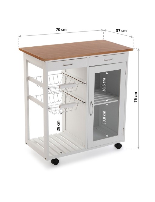 KITCHEN CART WITH CABINET 2 DRAWERS AND 2 SHELVES