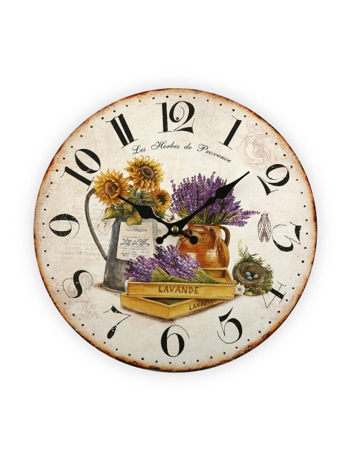RELOJ DE PARED MODELO FLORES LAVANDA Y GIRASOLES