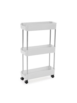 METAL CART WITH 3 SHELVES WHITE
