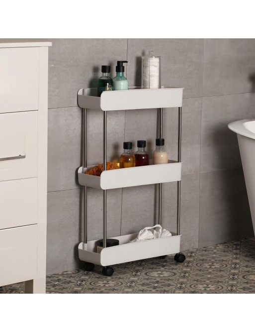 METAL CART WITH 3 SHELVES WHITE METAL CART WITH 3 SHELVES WHITE