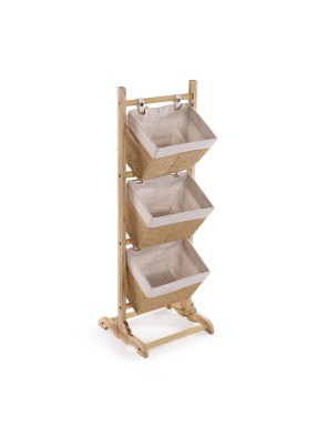 MEUBLE DE SALLE DE BAIN AVEC 3 CORBEILLES MARRON MODÈLE ZENDRA