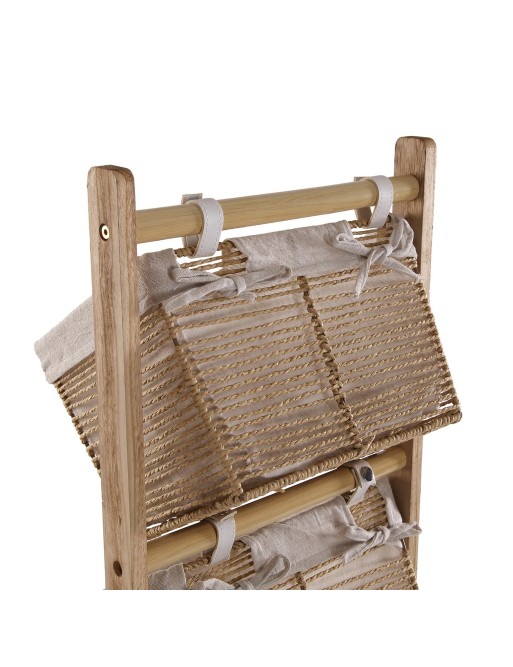 MEUBLE DE SALLE DE BAIN AVEC 3 CORBEILLES MARRON MODÈLE ZENDRA