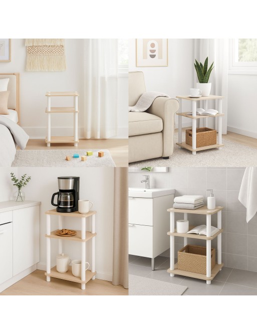 MUEBLE DE BAÑO CON 3 ESTANTES MODELO HAYA BLANCA