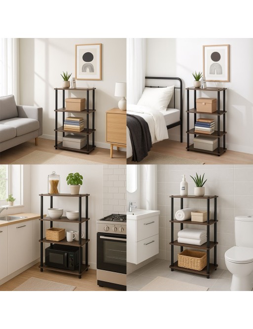 MUEBLE DE BAÑO CON 4 ESTANTES MODELO HAYA GRIS MUEBLE DE BAÑO CON 4 ESTANTES MODELO HAYA GRIS