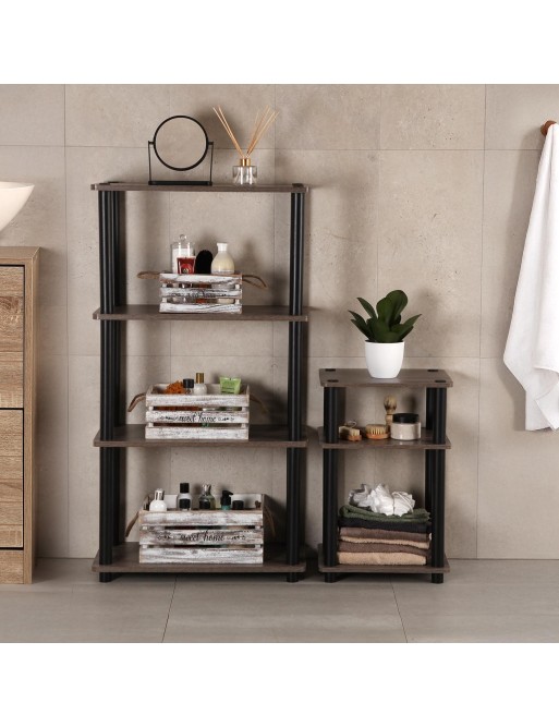 MEUBLE DE SALLE DE BAIN AVEC 4 ÉTAGÈRES MODÈLE GRIS HÊTRE MEUBLE DE SALLE DE BAIN AVEC 4 ÉTAGÈRES MODÈLE GRIS HÊTRE