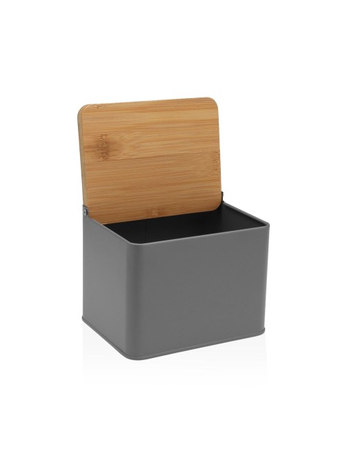 SALERO METÁLICO CON TAPA DE MADERA MODELO BAMBÚ