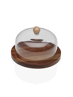 QUESERA DE MADERA DE ACACIA CON TAPA TRANSPARENTE
