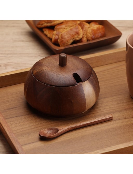 SUGAR BOWL WITH ACACIA WOOD SPOON SUGAR BOWL WITH ACACIA WOOD SPOON