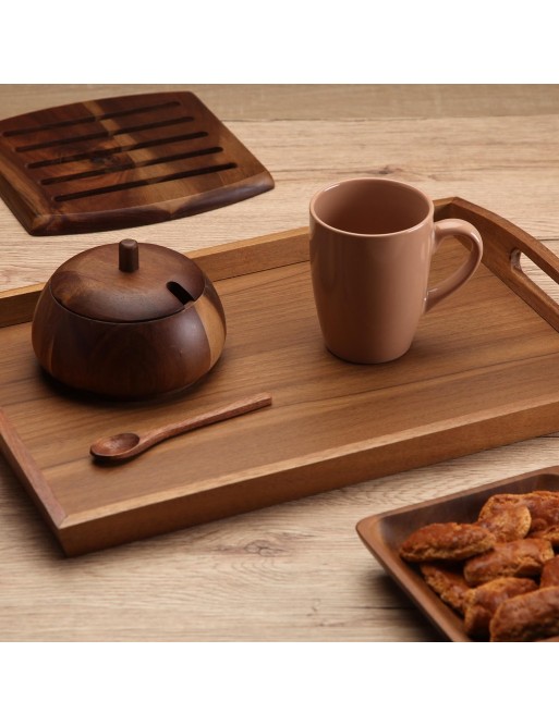 AZUCARERO CON CUCHARA DE MADERA DE ACACIA