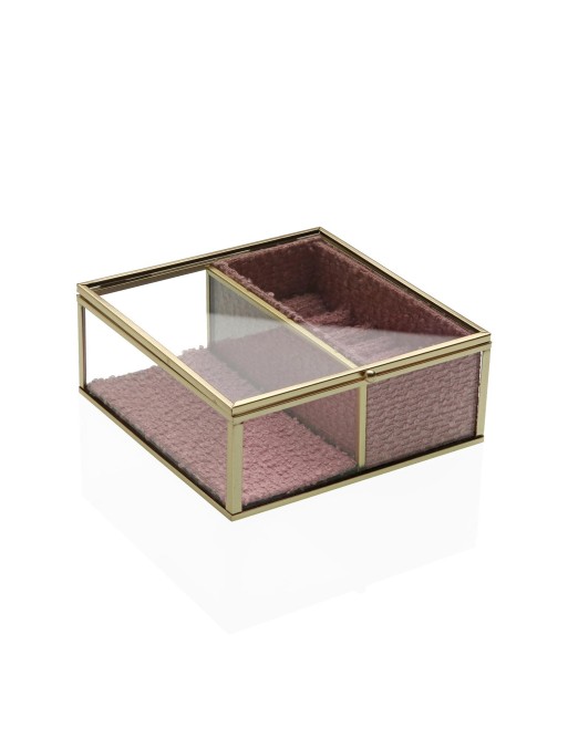 GLASS AND GOLD METAL JEWELRY BOX 15x15 CM