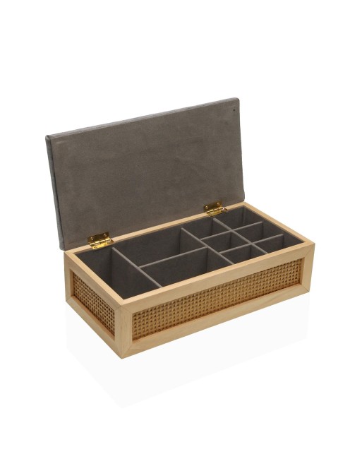 SCHMUCKSCHATULLE AUS RATTAN UND SAMT MODELL SILVAN