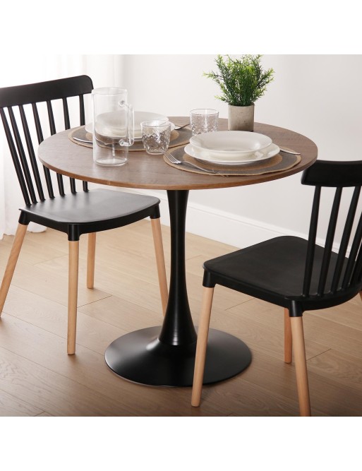 KÜCHENTISCH IN SCHWARZ UND HOLZ MODELL BREA 100 CM