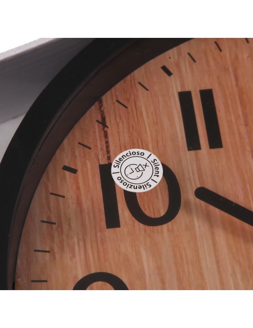 HORLOGE MURALE NOIRE ET EFFET BOIS MODÈLE KAIA 22 CM