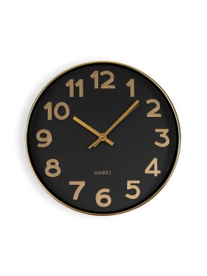 HORLOGE MURALE EN OR ET NOIR MODÈLE VELIA 30 CM