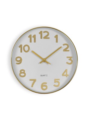 RELOJ DE PARED DORADO Y BLANCO MODELO VELIA 30 CM