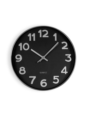 SILVER AND BLACK WALL CLOCK MODEL ASTRA 30 CM