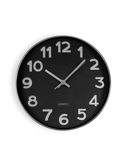 RELOJ DE PARED PLATEADO Y NEGRO MODELO ASTRA 30 CM
