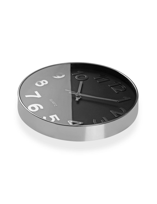 RELOJ DE PARED PLATEADO Y NEGRO MODELO ASTRA 30 CM