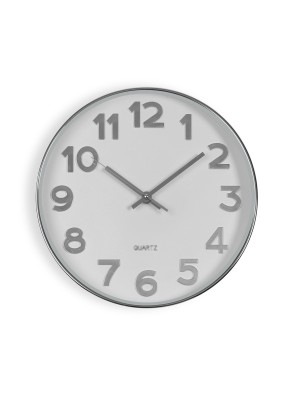 HORLOGE MURALE ARGENTÉE ET BLANCHE MODÈLE ASTRA 30 CM