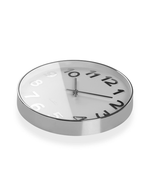 SILVER AND WHITE WALL CLOCK MODEL ASTRA 30 CM