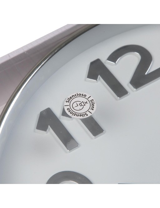 HORLOGE MURALE ARGENTÉE ET BLANCHE MODÈLE ASTRA 30 CM HORLOGE MURALE ARGENTÉE ET BLANCHE MODÈLE ASTRA 30 CM