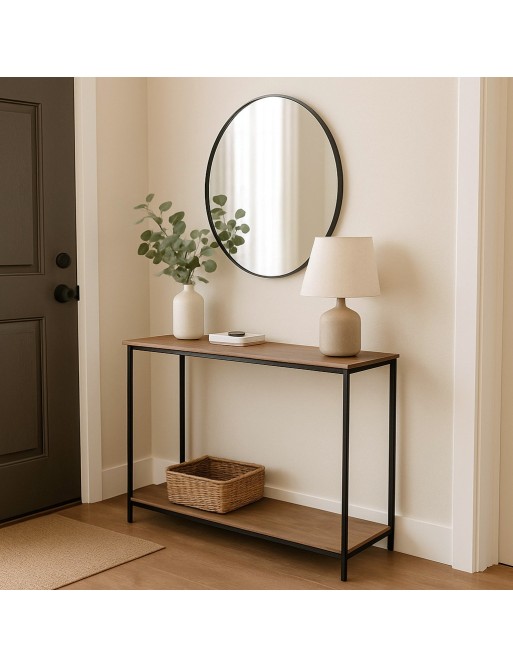 NARA MODEL BLACK WOOD AND METAL CONSOLE