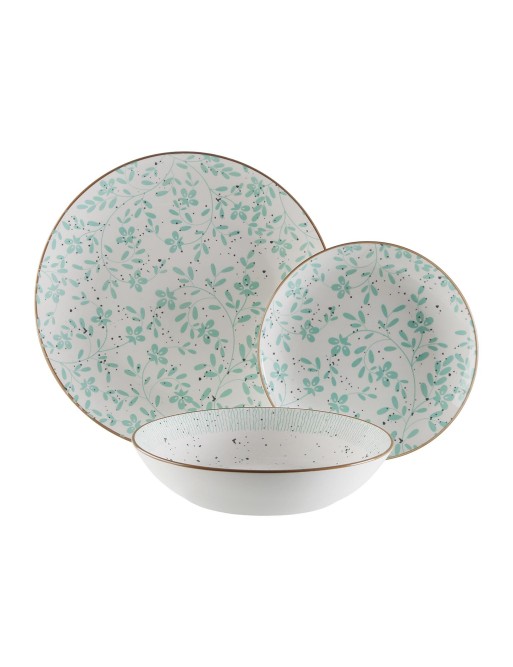 SERVICE DE VAISSELLE AVEC 18 PIÈCES MODÈLE FIORA TURQUOISE