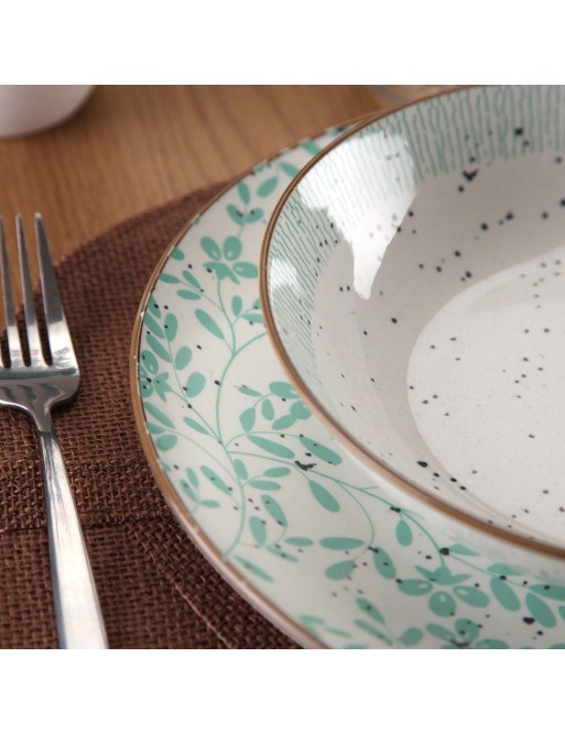 VAJILLA CON 18 PIEZAS MODELO FIORA TURQUESA