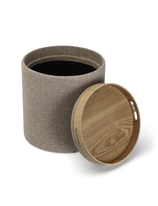 SET DE 2 PUFFS CON BANDEJA MODELO OLIVER BEIGE