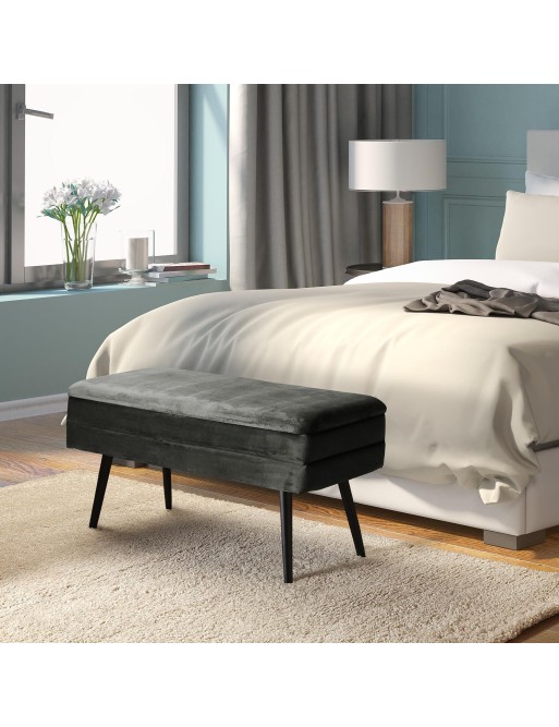 PIE DE CAMA CON ALMACENAJE GRIS OSCURO MODELO SAVIA