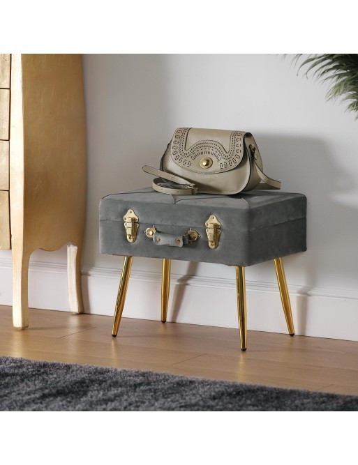 PIE DE CAMA CON ALMACENAJE GRIS OSCURO MODELO VELURA