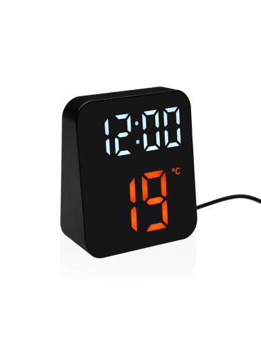 RÉVEIL NUMÉRIQUE NOIR MODÈLE SQ AVEC LUMIÈRE BLANCHE ET ORANGE