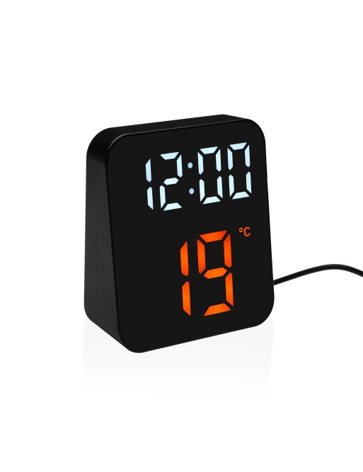 RÉVEIL NUMÉRIQUE NOIR MODÈLE SQ AVEC LUMIÈRE BLANCHE ET ORANGE RÉVEIL NUMÉRIQUE NOIR MODÈLE SQ AVEC LUMIÈRE BLANCHE ET ORANGE