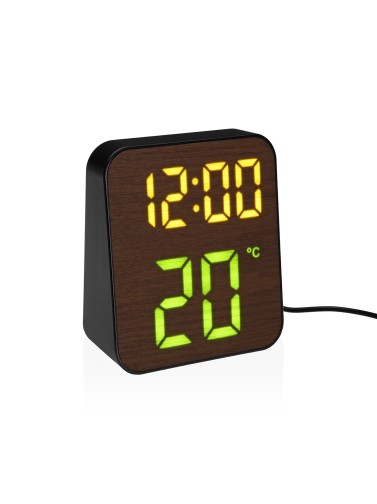 RELOJ DESPERTADOR DIGITAL NEGRO MODELO SQ CON LUZ BLANCA Y VERDE