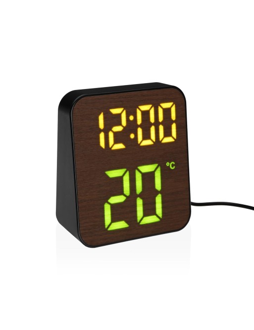 BLACK DIGITAL ALARM CLOCK MODEL SQ WITH WHITE AND GREEN LIGHT