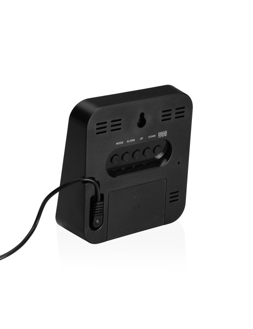 RÉVEIL NUMÉRIQUE NOIR MODÈLE SQ AVEC LUMIÈRE BLANCHE ET VERTE