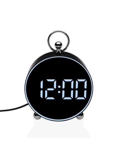RELOJ DESPERTADOR DIGITAL NEGRO MODELO RND CON LUZ BLANCA