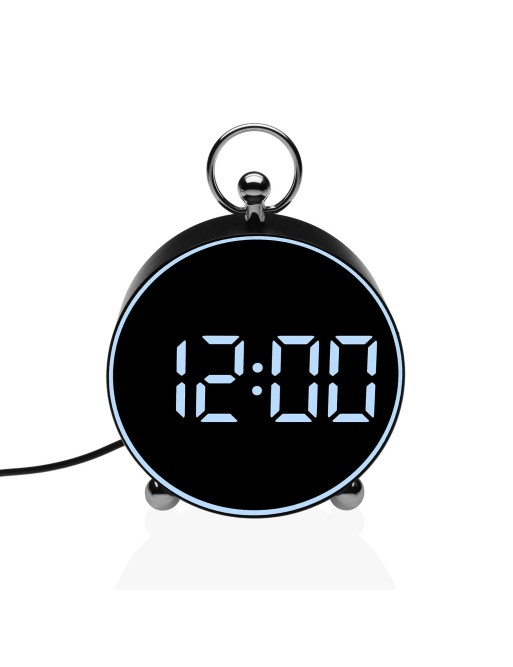 RELOJ DESPERTADOR DIGITAL NEGRO MODELO RND CON LUZ BLANCA